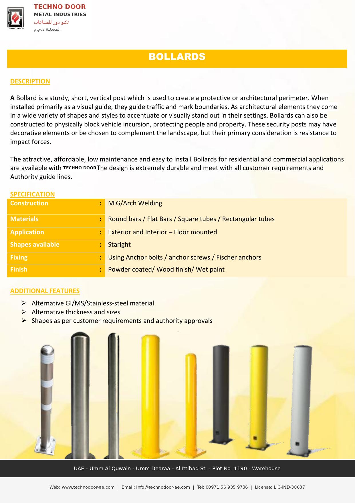 Bollards fabrication UAE