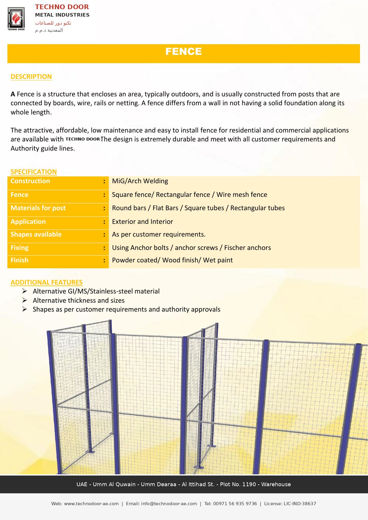 Fence fabrication UAE