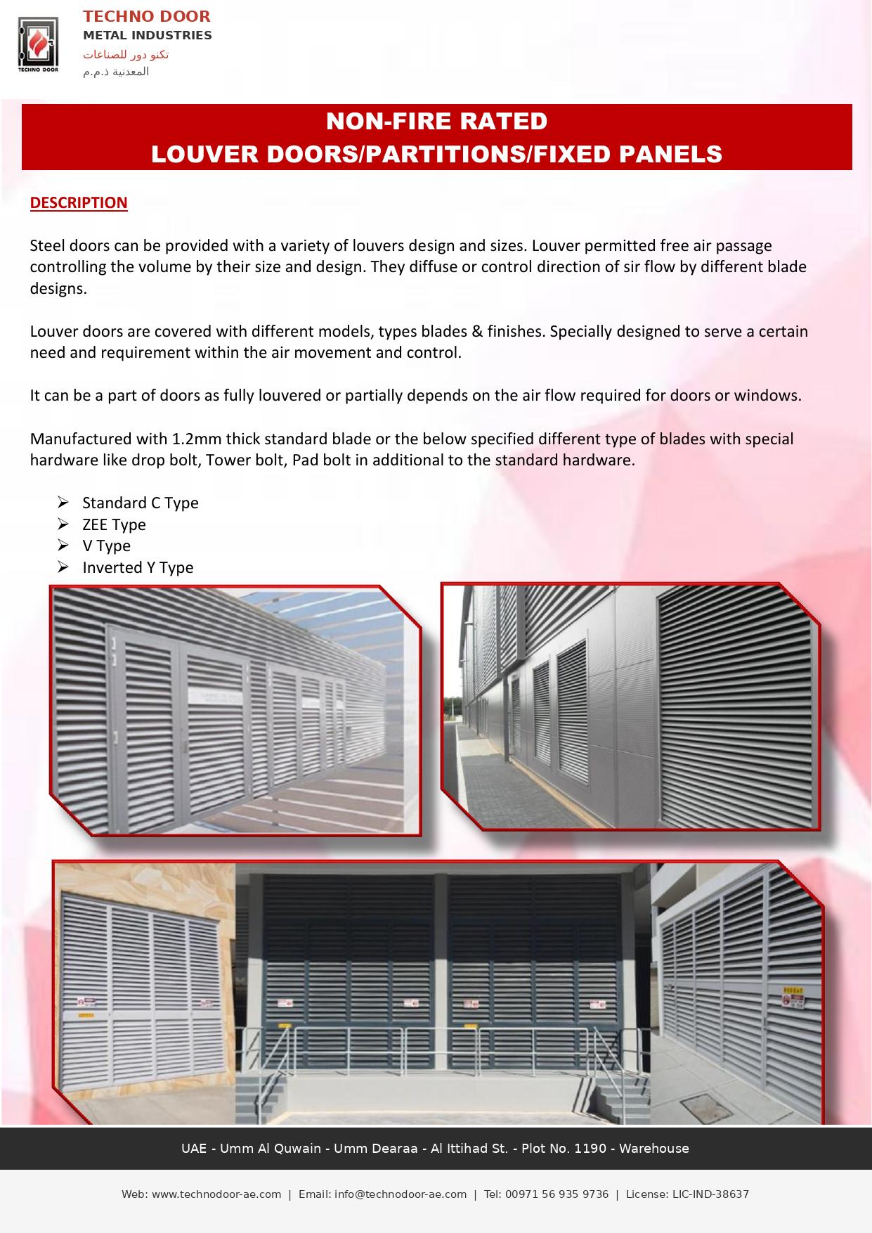 Louver doors partitions and fixed panels UAE